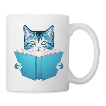 Bücher Kater Katze Lesen Kätzchen Buch Hauskatze - Tasse - Weiß - Rechts