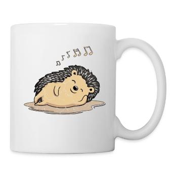 Igel, Igel entspannen und Musik genießen - Tasse - Weiß - Rechts