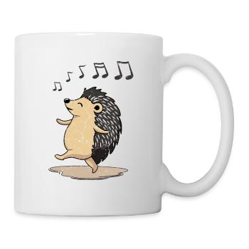 Igel, Igel entspannen und Musik genießen - Tasse - Weiß - Rechts