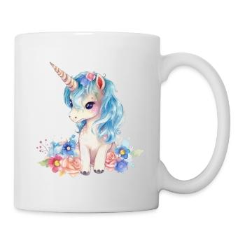 Licorne Fleurs Magie Fantaisie Aquarelle Art coloré - Mug blanc - blanc - Droite