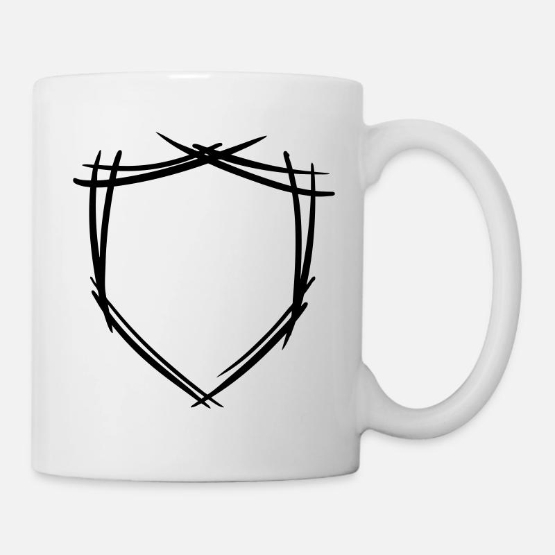 Schild / Wappen Symbol. Hand gezeichnet. Vorlage - Tasse - Weiß