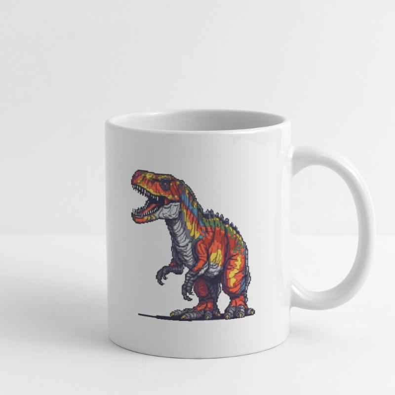 Dino in Retro Pixel Grafik 8-Bit oder 16-Bit Tasse