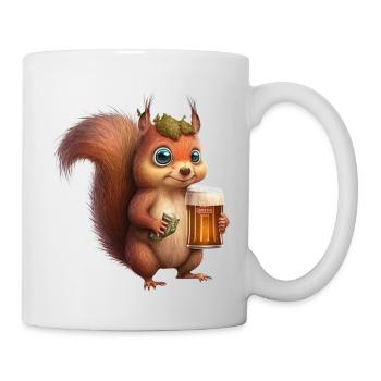 Süßes Eichhörnchen mit Bier - Tasse - Weiß - Rechts