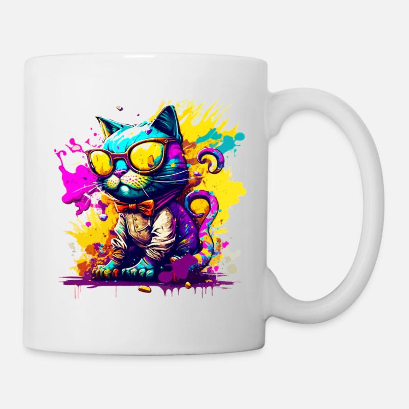 Chat dans le style graffiti - Mug blanc - blanc