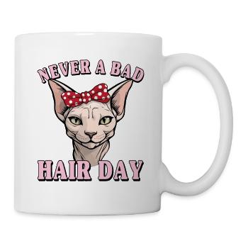 Never Bad Hair Day Sphynx Cat Saying - Mug - white - Right