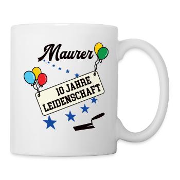 Maurer Jubiläum 10 Jahre 10. jähriges bester 10th - Tasse - Weiß - Rechts