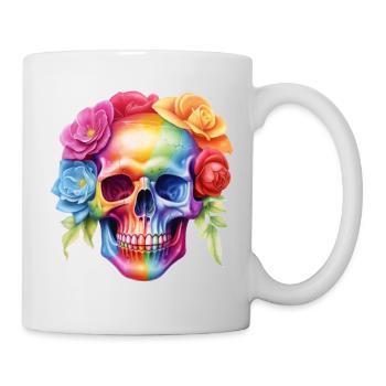Crâne cool aux couleurs de l’arc-en-ciel - Mug blanc - blanc - Droite