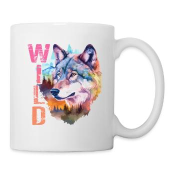 Wolf Wild Wolf Head Nature Wilderness Forest Trees Art - Mug - white - Right