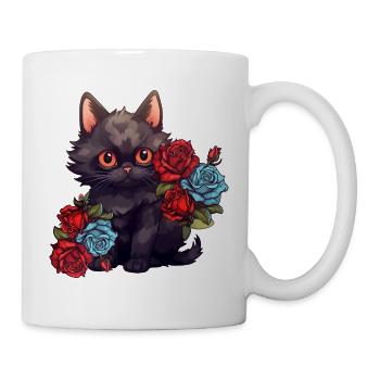 Chat aux roses - Mug blanc - blanc - Droite