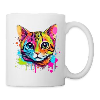 Streetstyle Katze Graffiti Kunst Streetart - Tasse - Weiß - Rechts