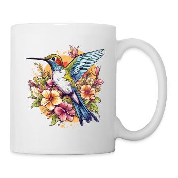 Hummingbird Flowers Bird Animal Art Watercolor Colorful - Mug - white - Right