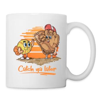 Catch ya Later Cartoon Softball Glove and Ball - Mug - white - Right