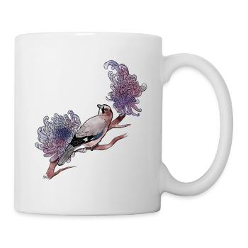 Eichelhäher auf Dahlie - Tasse - Weiß - Rechts