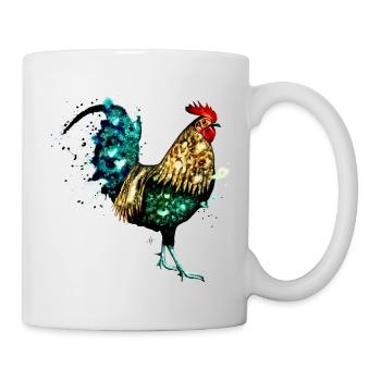 Aquarell Hahn - Tasse - Weiß - Rechts