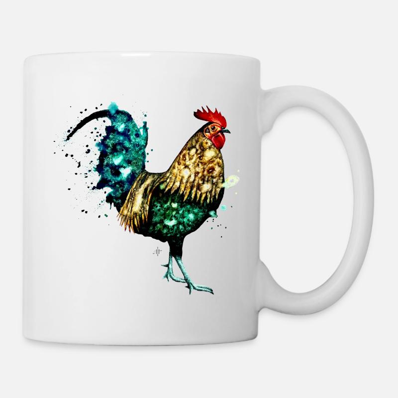 Coq aquarelle - Mug blanc - blanc