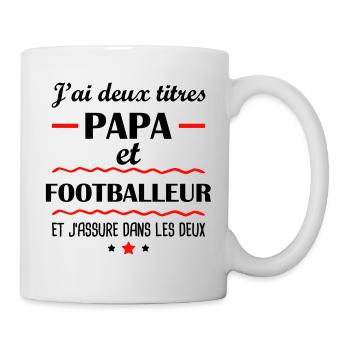 Deux titres papa footballeur,cadeau fête des pères - Mug blanc - blanc - Droite