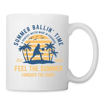 Basketball summer on the beach under palm trees - Mug - white - Right