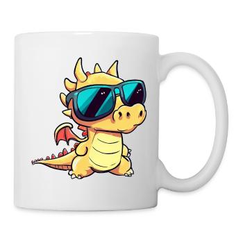 Niedlicher Drache mit Sonnenbrille - Tasse - Weiß - Rechts