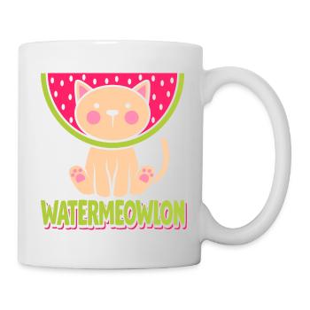 Wassermelone Katze - Tasse - Weiß - Rechts