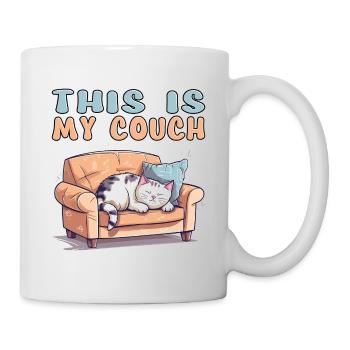 Cat Couch Sofa Funny Humor Typical Cartoon - Mug - white - Right