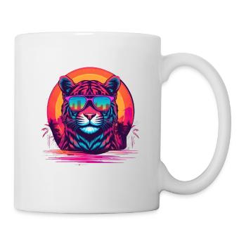Synthwave Tiger Sunset - Tasse - Weiß - Rechts