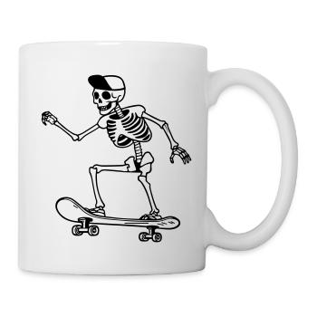 Skelett Skateboard - Tasse - Weiß - Rechts