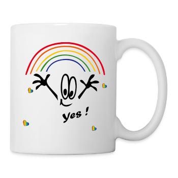 Oui, couleurs arc-en-ciel, arc-en-ciel - Mug blanc - blanc - Droite
