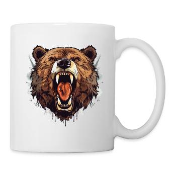 Bear Grizzly Bear Roars Bear Head Nature Wilderness Forest - Mug - white - Right