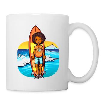 Surfing kids afroamerican - Mug - white - Right