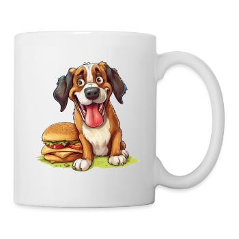 Hund Burger Hamburger Fast Food Hundeliebhaber - Tasse - Weiß - Rechts