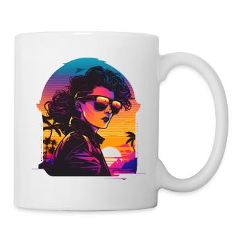 Synthwave woman Sunset - Tasse - Weiß - Rechts