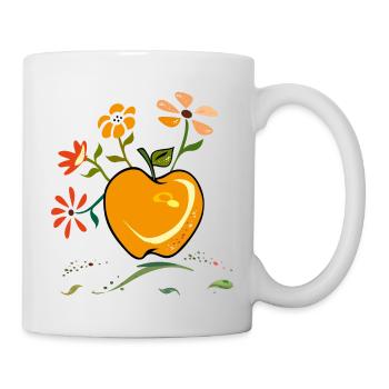 Apfel, Blumengruß - Tasse - Weiß - Rechts