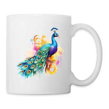 Fleurs de paon Plume de paon exotique coloré coloré - Mug blanc - blanc - Droite