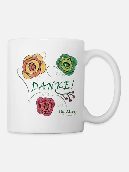 Danke für Alles, Blumenstrauß - Tasse - Weiß