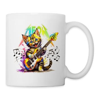 Meow-Kätzchen aus Metall – Regenbogen - Tasse - Weiß - Rechts