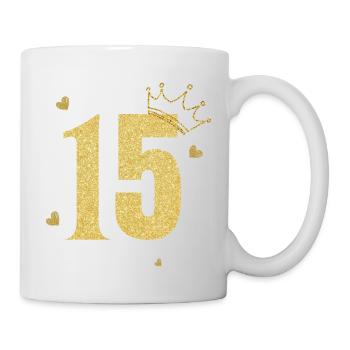 Goldene Krone zum 15-jährigen Jubiläum - Tasse - Weiß - Rechts