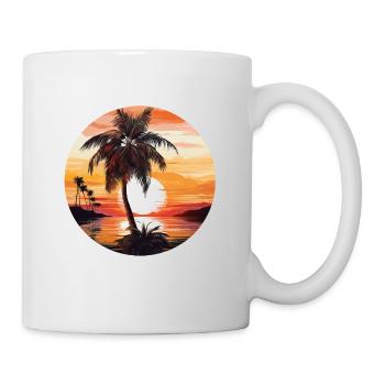 Magnifique coucher de soleil avec des palmiers et la mer - Mug blanc - blanc - Droite