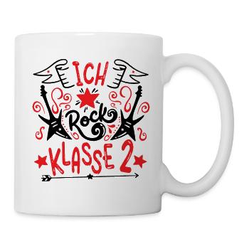 Ich rock Klasse 2 - Gitarren - Schulkind - Tasse - Weiß - Rechts