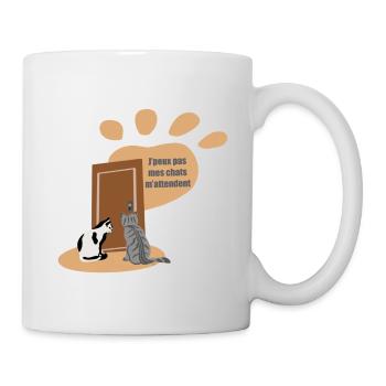 J’peux pas, mes chats m’attendent - Mug blanc - blanc - Droite
