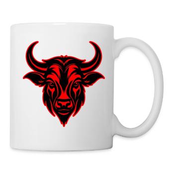 Bulle Hörner Kopf Silhouette - Tasse - Weiß - Rechts