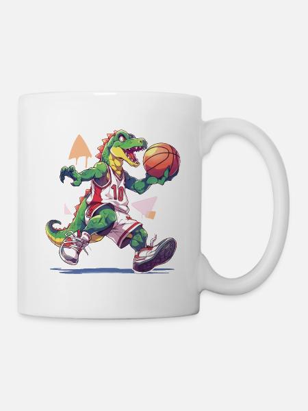 Basketball Dinosaurier T-Rex Spieler Sport Cartoon - Tasse - Weiß