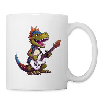 Dino Guitare Electrique Guitariste Dinosaur Music Band - Mug blanc - blanc - Droite