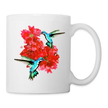 Colibri, Oiseau, Hibiscus, Fleur de lotus, Fleurs - Mug blanc - blanc - Droite