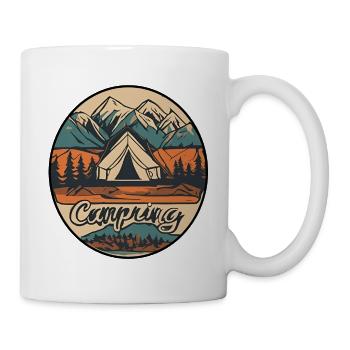 Forêt / Sauvage / Tente / Sauvage / Arbres / Vie - Mug blanc - blanc - Droite