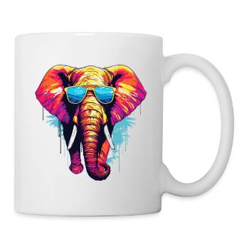 Elefant mit Sonnenbrille - Tasse - Weiß - Rechts