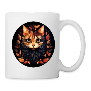 Chat mignon des feuilles d’automne feuilles - Mug blanc - blanc - Droite