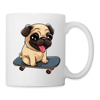 Skateboardender Mops: Niedlicher Rollspaß - Tasse - Weiß - Rechts