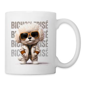 Aufgewecktes Bichon Frisé T-Shirt | Urbaner Cartoon-Hund De - Tasse - Weiß - Rechts
