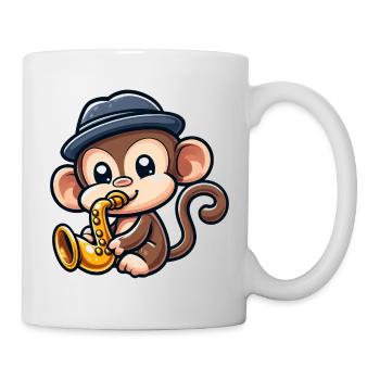 Schimpanse mit Saxophon - Tasse - Weiß - Rechts