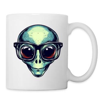 Nerdy alien with glasses - Mug - white - Right